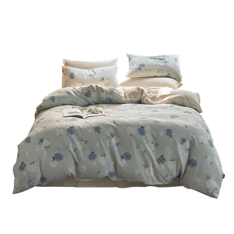 Dohia Cotton Bedding Set with Four Pieces: Pure Cotton Bedsheet And Duvet Cover for Mother And Baby, Class A Double-Layer Gauze Home Textiles for Double Bed 1.8m X 229*230cm