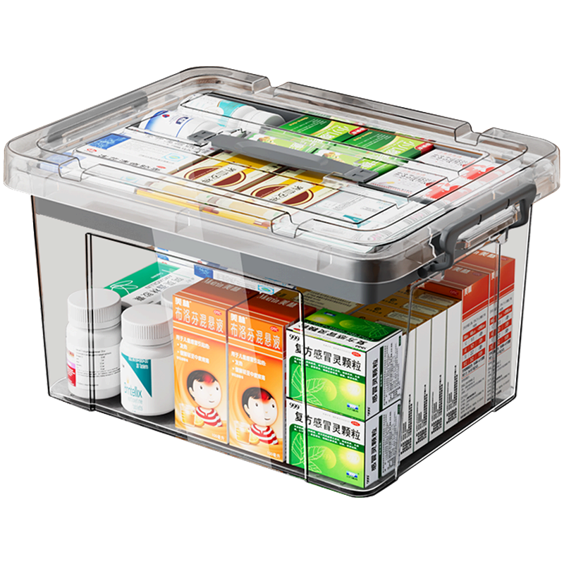 Jiabangshou Medicine Box, Large Capacity Household First Aid Storage Box, Multifunctional Children's Portable Medical Case, Multi-Layer Medium Size