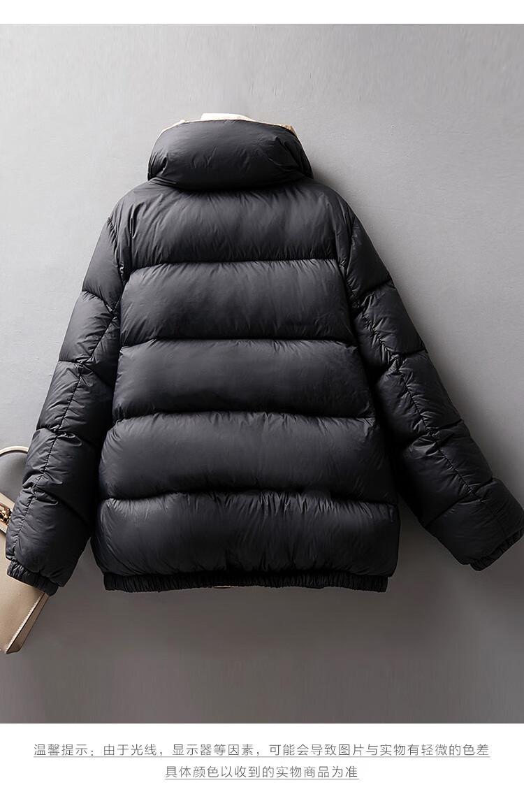 Dme [90% Down Thickened Fluffy Puffer Jacket] New Winter Style Stand Collar Cocoon-Shaped Petite Short Black down Coat for Wome 5