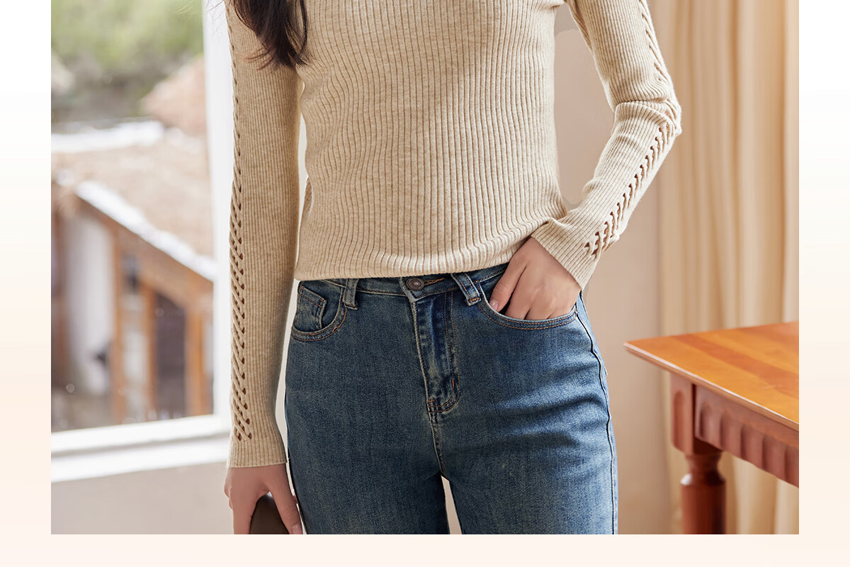 She Enjoy Women's Knitwear Half-Zip Reversible Casual Pullover Sweater T53Z053 5