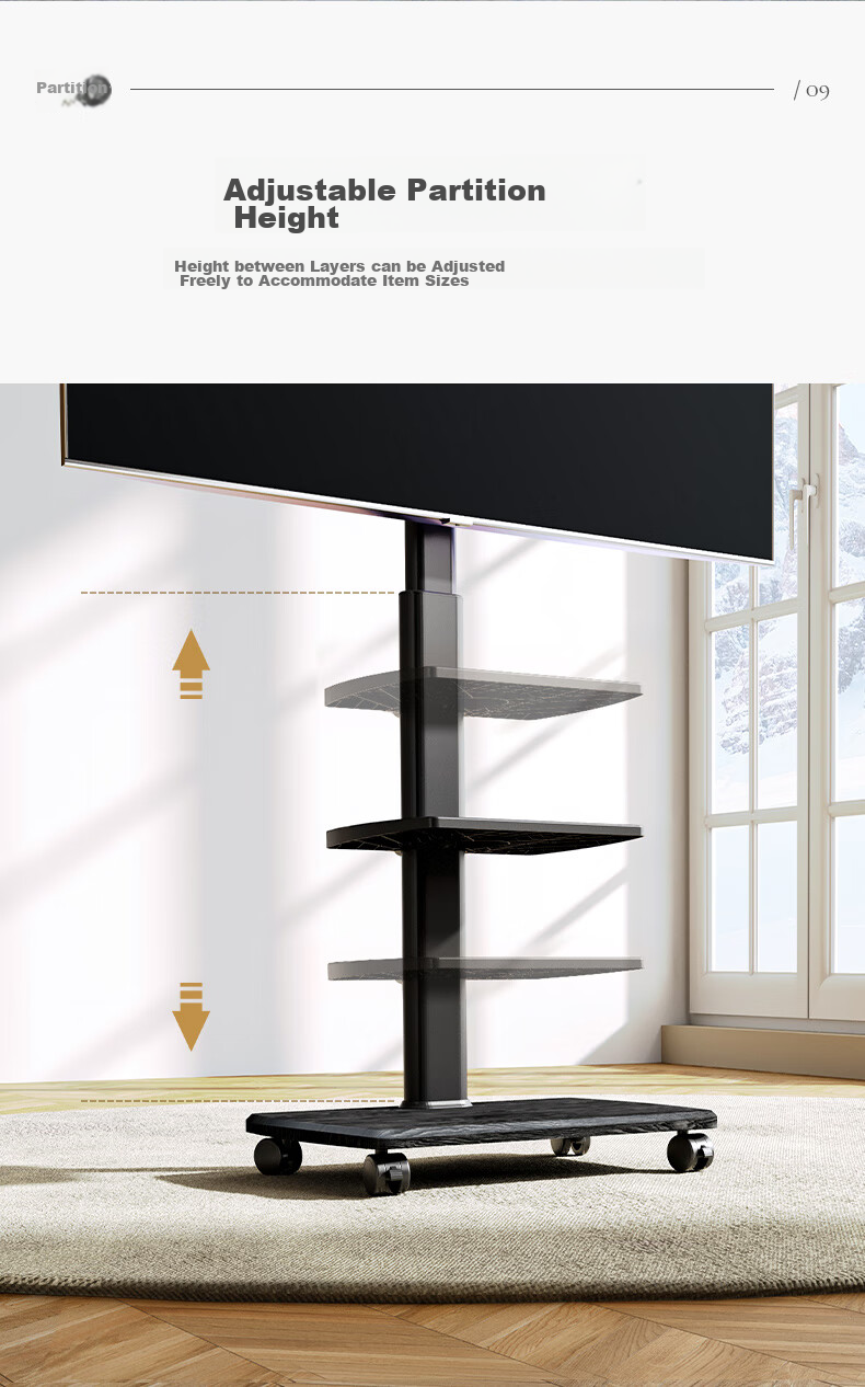 FITUEYES Mobile TV Stand Floor Cart, Universal for 32-65 Inch TVs, No Drilling Required, Movable, Compatible with Multiple TV Brands And Models 14