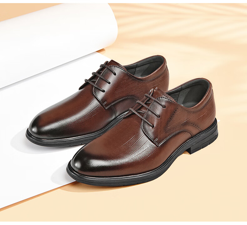 HLA Men's Leather Shoes, Business Formal Wear, Comfortable Wedding Groom Derby Shoes HAAPXM2FBA242, Black, Size 40 14