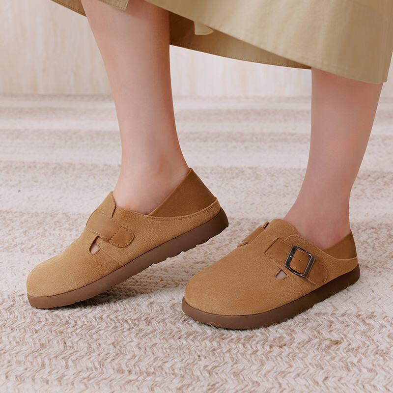 Basto Retro Casual Birkenstock-Style Flat Shoes for Women BG318CA4, Brown, Size 39
