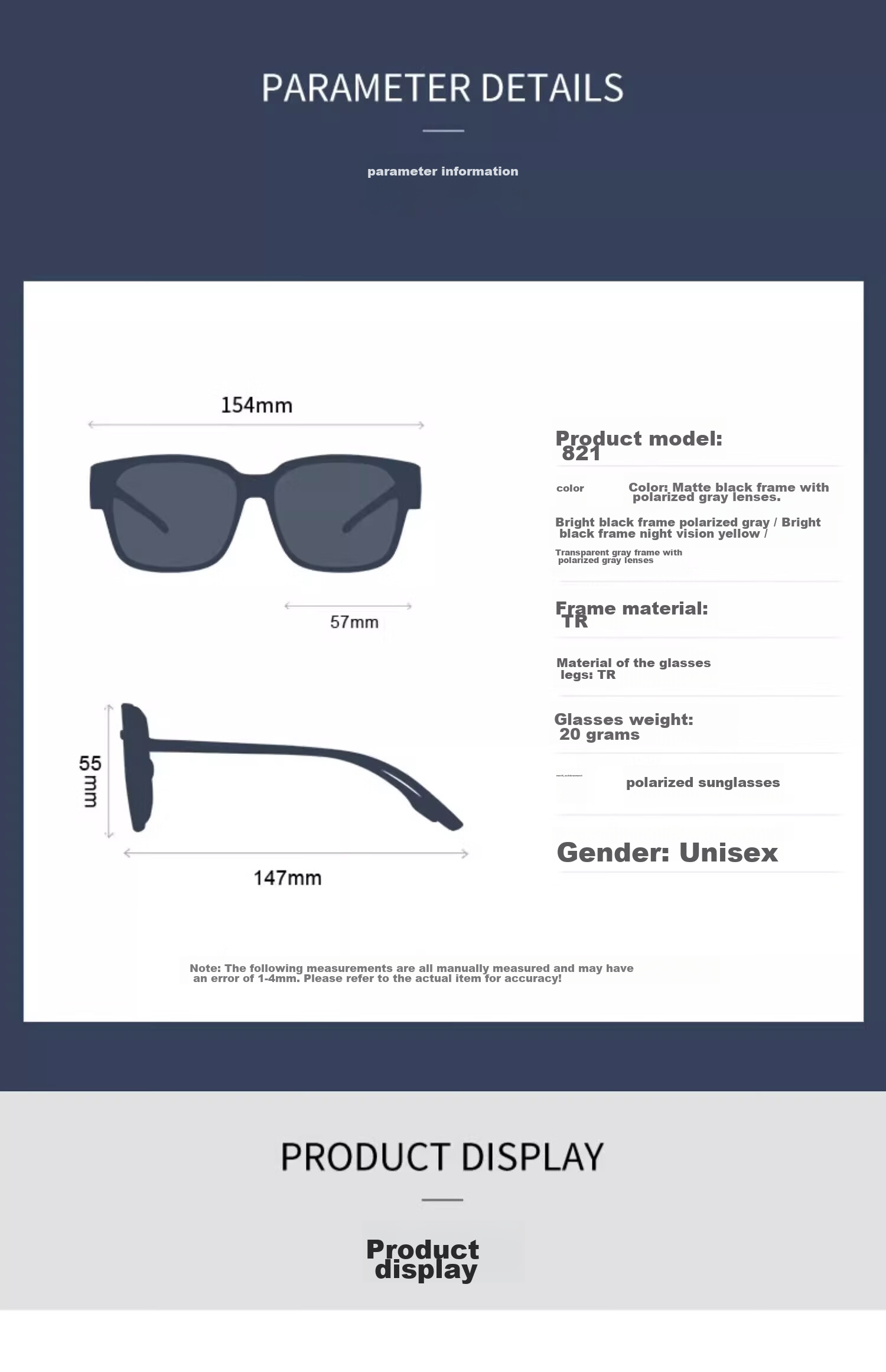 Boshide Sunglasses Clip-On, Sunglasses, Clip-On for Myopia Glasses, Driving Polarized Sunglasses, Bright Black Frame with Gray Polarized Lenses 14