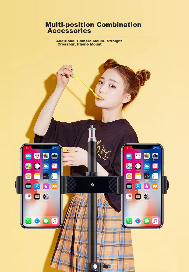 LATZZ Mobile Phone Live Streaming Stand Multi-Position Clamp, Stand Accessories Multi-Position Phone Holder, Tripod Phone Mount Expansion Clip 1