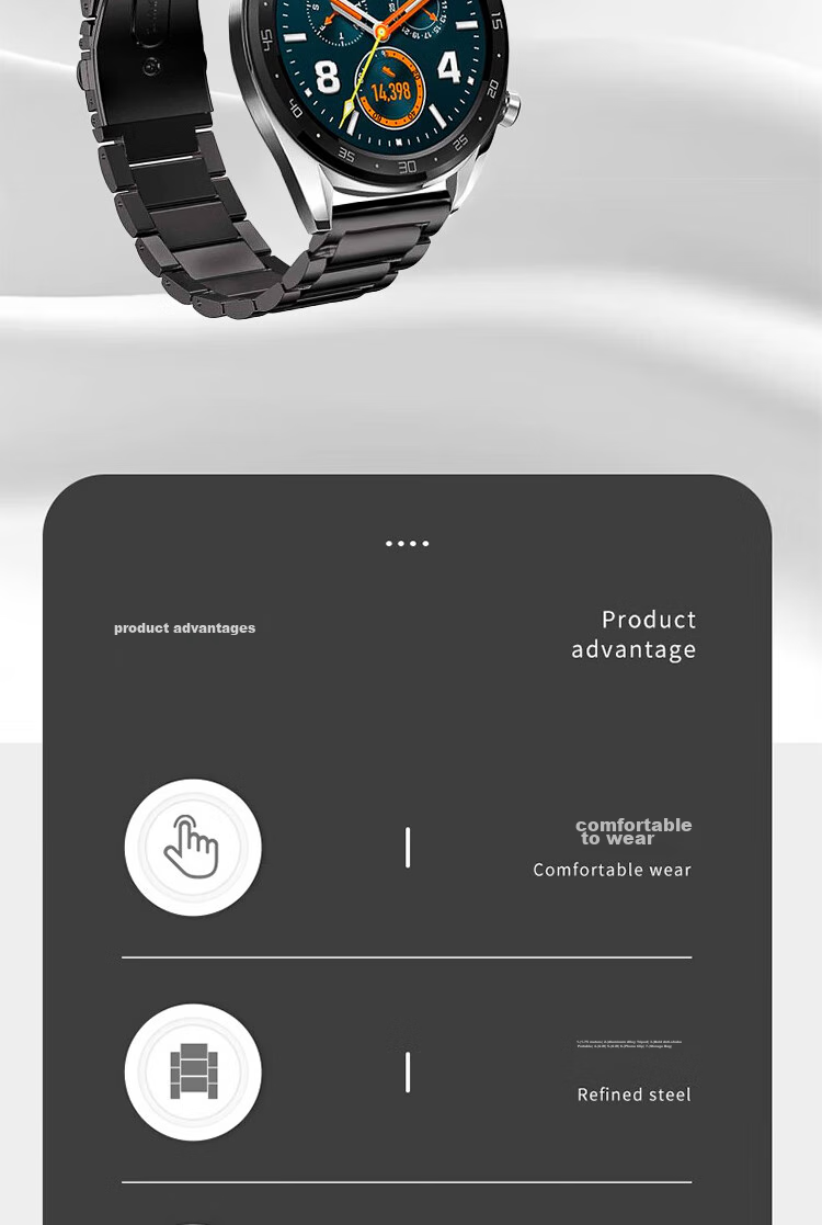ESCASE Huawei Watch Strap Compatible with Watch4/4pro/GT3/3Pro/GT2/new/ Porsche Design / Honor Magic2, Stainless Steel Three-Strand Replacement Band, Silver, 46/48mm 3