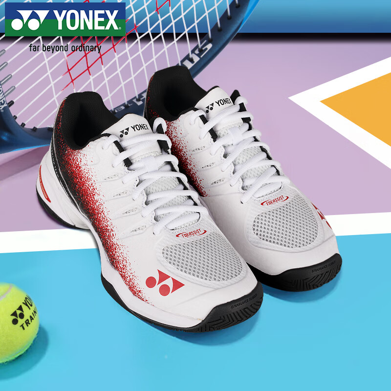 YONEX Tennis Shoes, Non-Slip Shock-Absorbing Professional Competition Training Sports Shoes SHTTWGCEX White/red 40