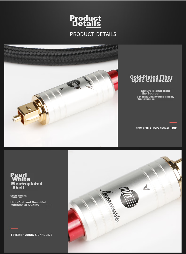 JIB Audiophile Digital Optical Fiber Audio Cable, Optical Square to Optical Square Connector, 5.1 TV DVD Amplifier Projector Speaker Home Theater Connection Cable BB-101 Meter 10