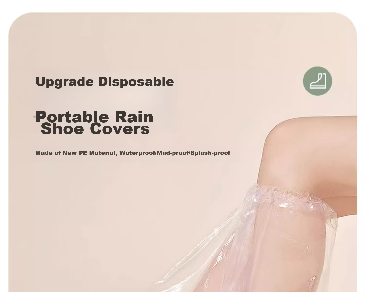 JAJALIN Disposable Waterproof Shoe Covers for Adults, Thick Rain Boots for Outdoor Wear, Student Individual Packaging, 5 Pairs Per Pack 1