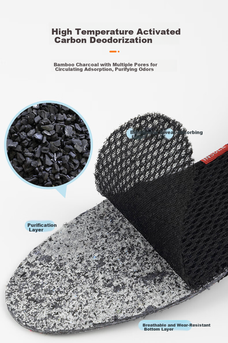 FOOTOPPO Bamboo Charcoal Deodorizing Insoles for Men, Summer Sports Military Training, Ultra-Soft Sweat-Absorbing Breathable Odor-Eliminating Insoles for Men in Summer 3