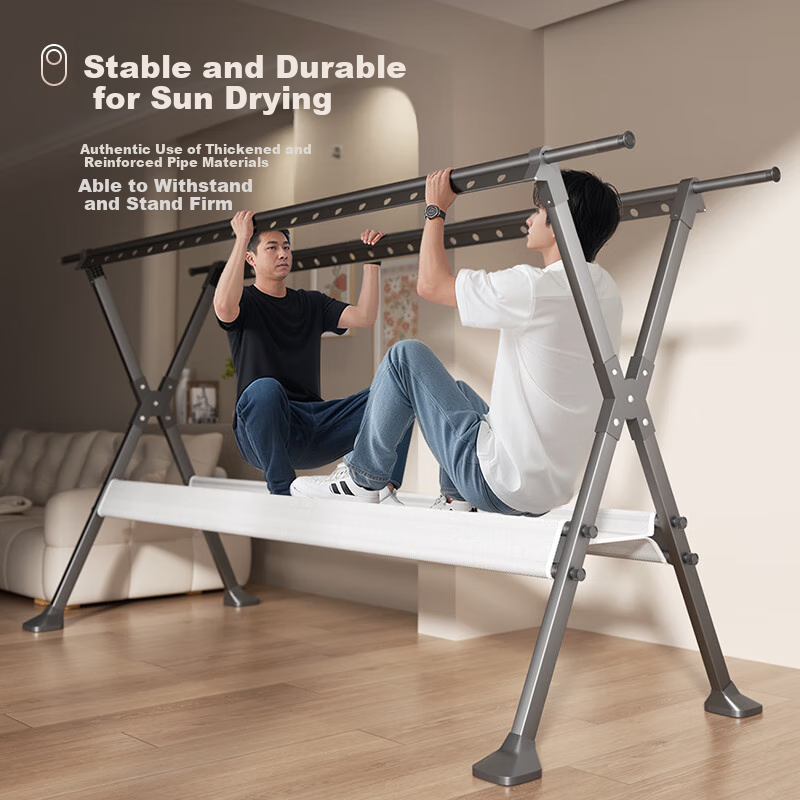 StableNah Floor Standing Clothes Drying Rack Balcony Aluminum Alloy Clothes Hanger WN-L3713GW
