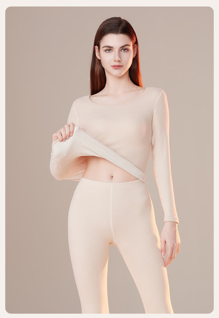 Ordifen Cashmere Thermal Underwear for Women, Autumn Top And Bottom, Lightweight Warmth, Autumn And Winter Couple's Anti-Static Base Layer Set, Pink M 21