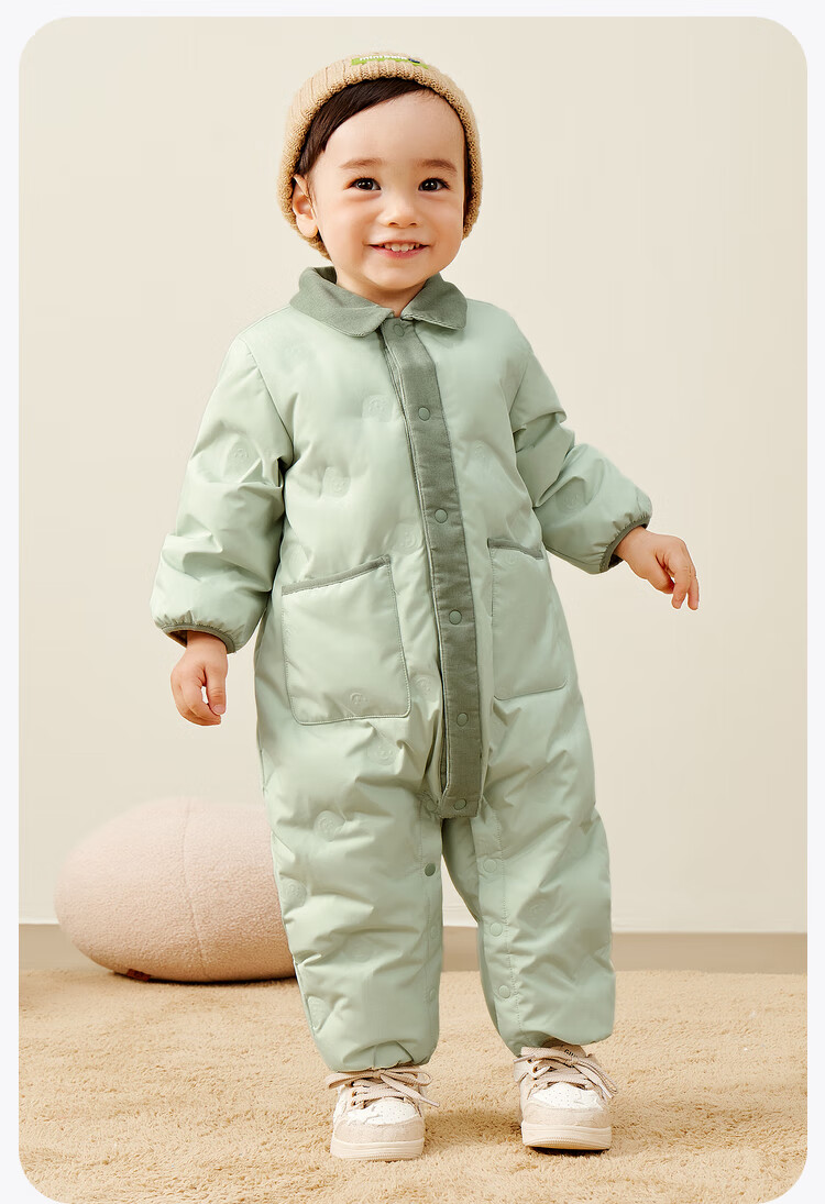 Minibala Mini Egg Puff Bala Down Jumpsuit Unisex Toddler Baby Cute Lapel Winter Lightweight Jacket 7