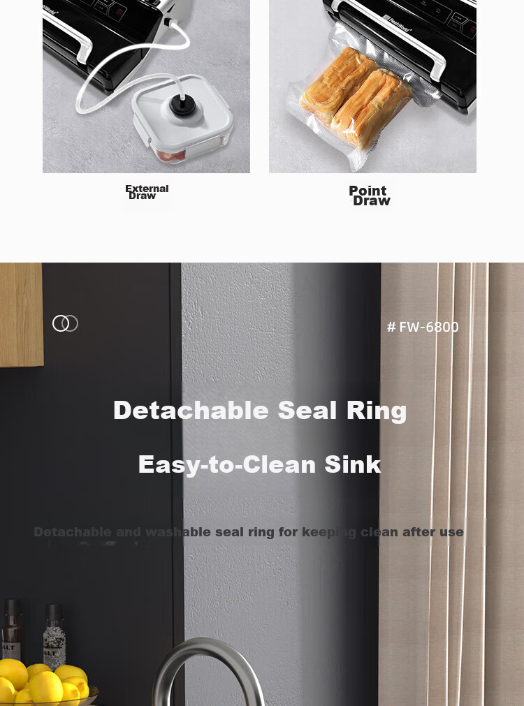 Fresh World Vacuum Sealer Machine for Home And Commercial Use, Fully Automatic Packaging Machine, Suitable for Both Dry And Wet Food, High Suction Power, High-Power Food Compression Sealing Vacuum Machine FW-3150 8