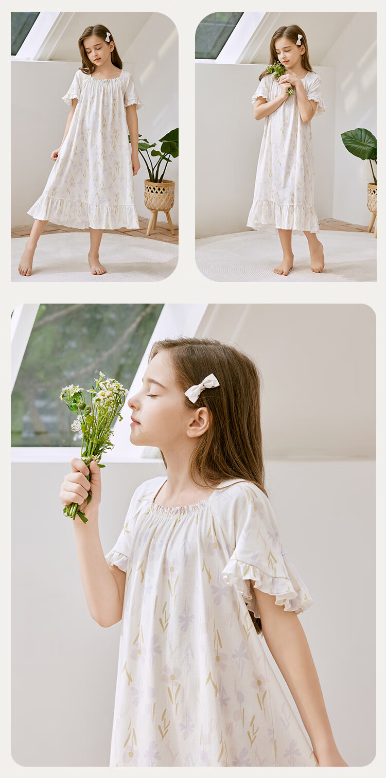YEEHOO [Pure Cotton] Girls' Fairy Tale Style Nightgown, Home Wear, Children's Sleepwear 8
