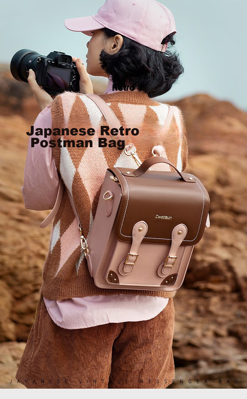 CWATCUN Shoulder Camera Bag, Crossbody Handbag, for Fuji Sony Canon Leica Camera Bags, Japanese-Style Single And Double Shoulder JK Retro Women's Bag, Mirrorless Camera Bag 1