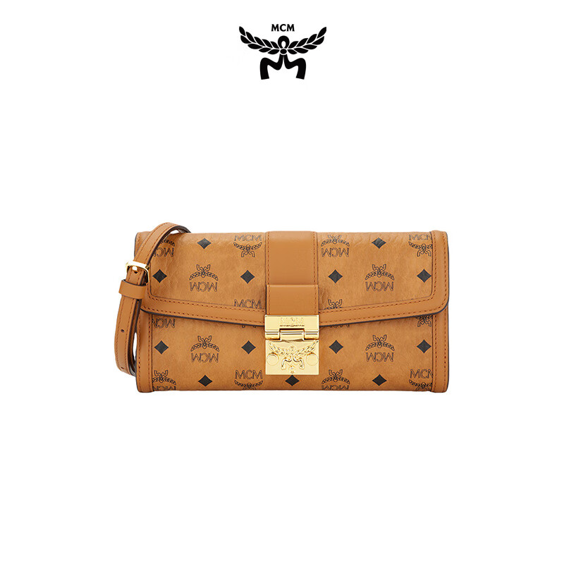 MCM [Brand Original Box] TRACY Large Leather Chain Crossbody Women's Bag, Cognac Color, Gift