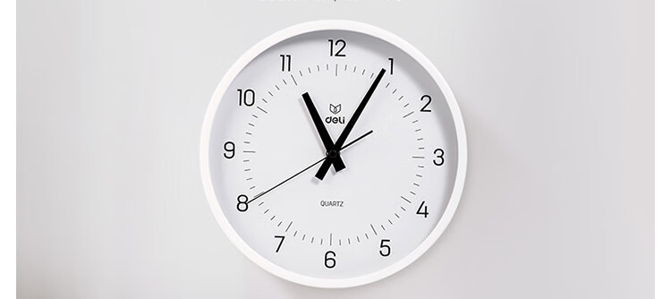 Deli Simple And Stylish Wall Clock, Bedroom Living Room Time Reminder, No Drilling Required Large Dial, Black, LE402 Back-To Seaso 2
