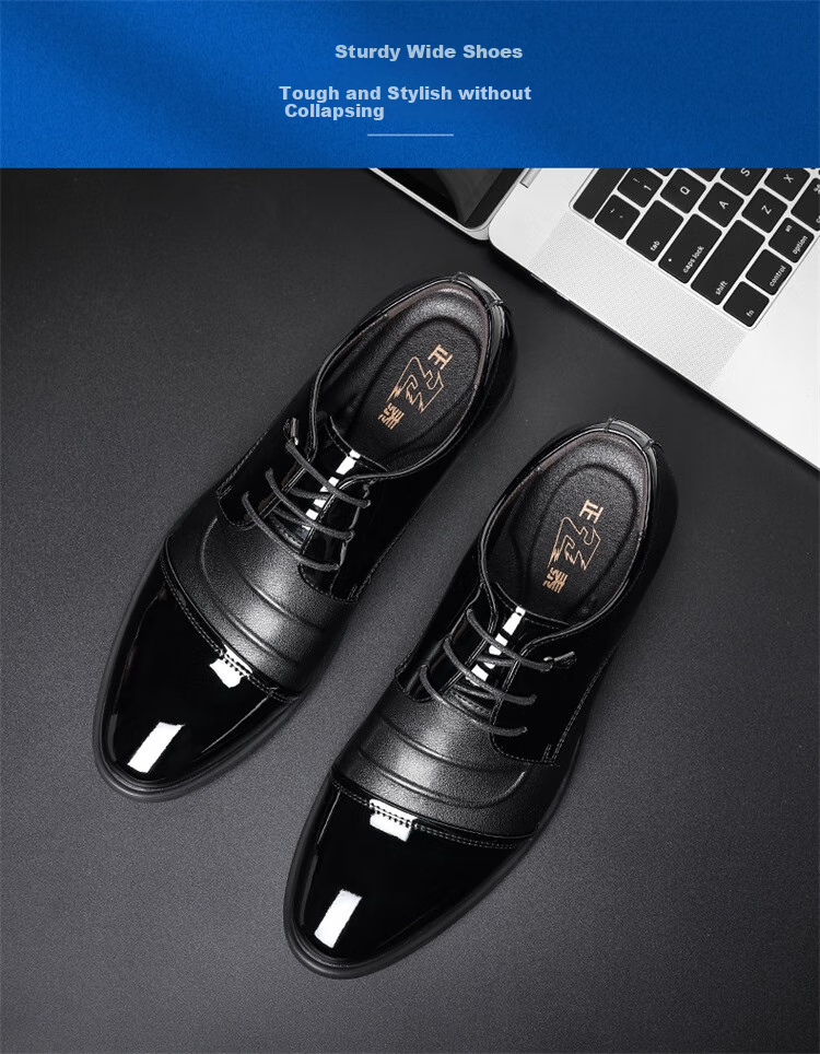 Zhengtai British Men's Leather Shoes, Low-Top Business Formal Dress Shoes, Lace-Up Glossy Leather Shoes for Men, Versatile Autumn JZ0025 Black Size 38 4