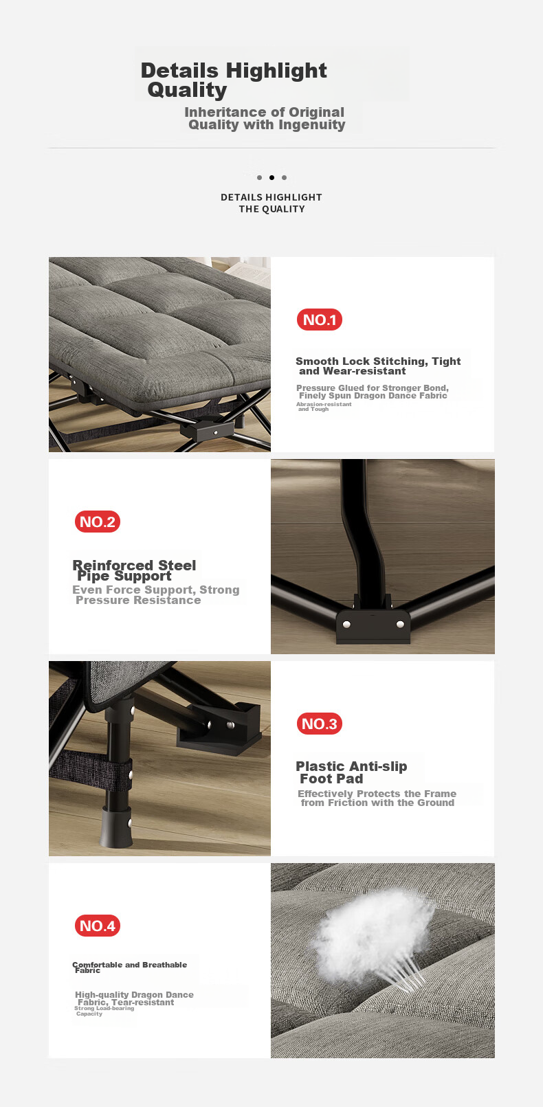 Nanjiren Folding Bed Lounge Chair, Office Bed, Single Nap Bed, Accompanying Bed, American-Style Ten-Foot Bed, 1.9 Meters Long 13