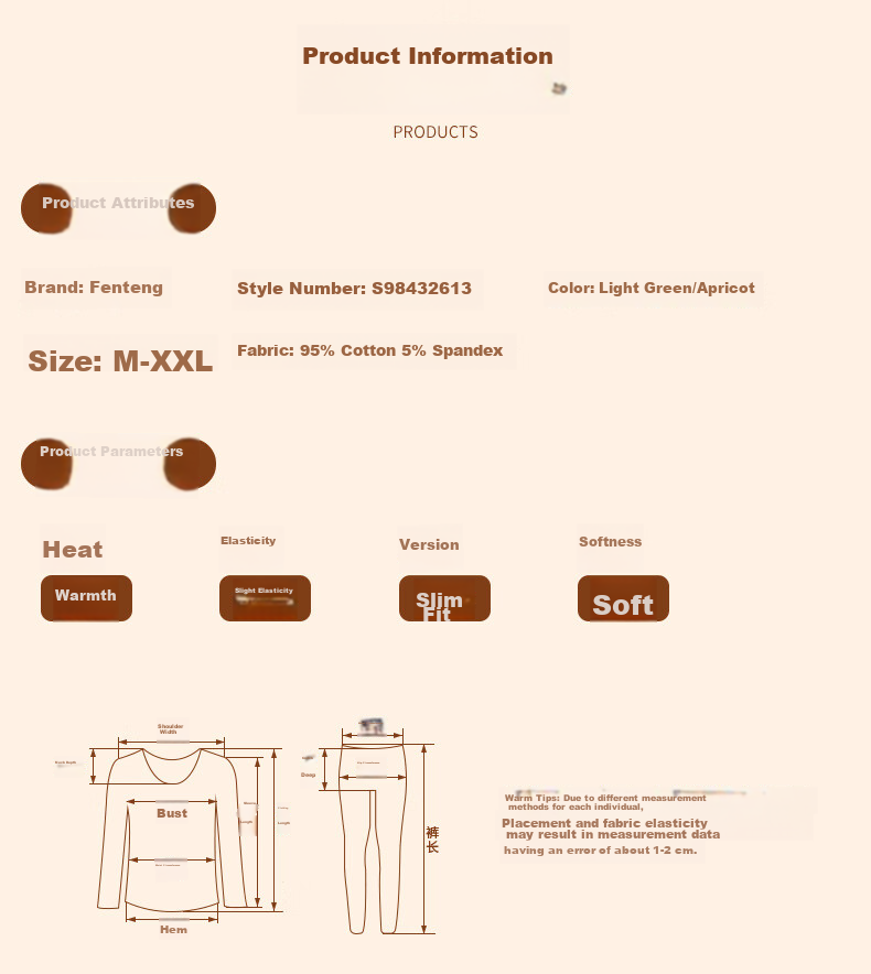 Fenteng Women's Thermal Underwear Pure Cotton 2025 New Style [Light Warm Underwear] Round Neck Small Floral Autumn Top and Bottom Set 13