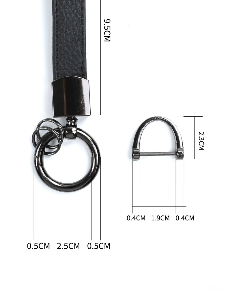 ESCASE Car Key Chain Genuine Leather Pendant for Men And Women, Key Ring, Waist Strap, Electric Vehicle, Audi, Volkswagen, BMW, Black 17