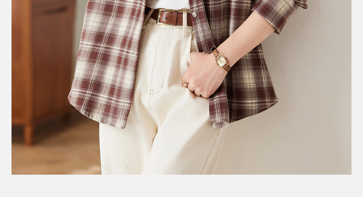 PinCai Women's Plaid Long Sleeve Shirt Spring Autumn Stylish Loose Vintage Versatile Blouse P143C2009 2