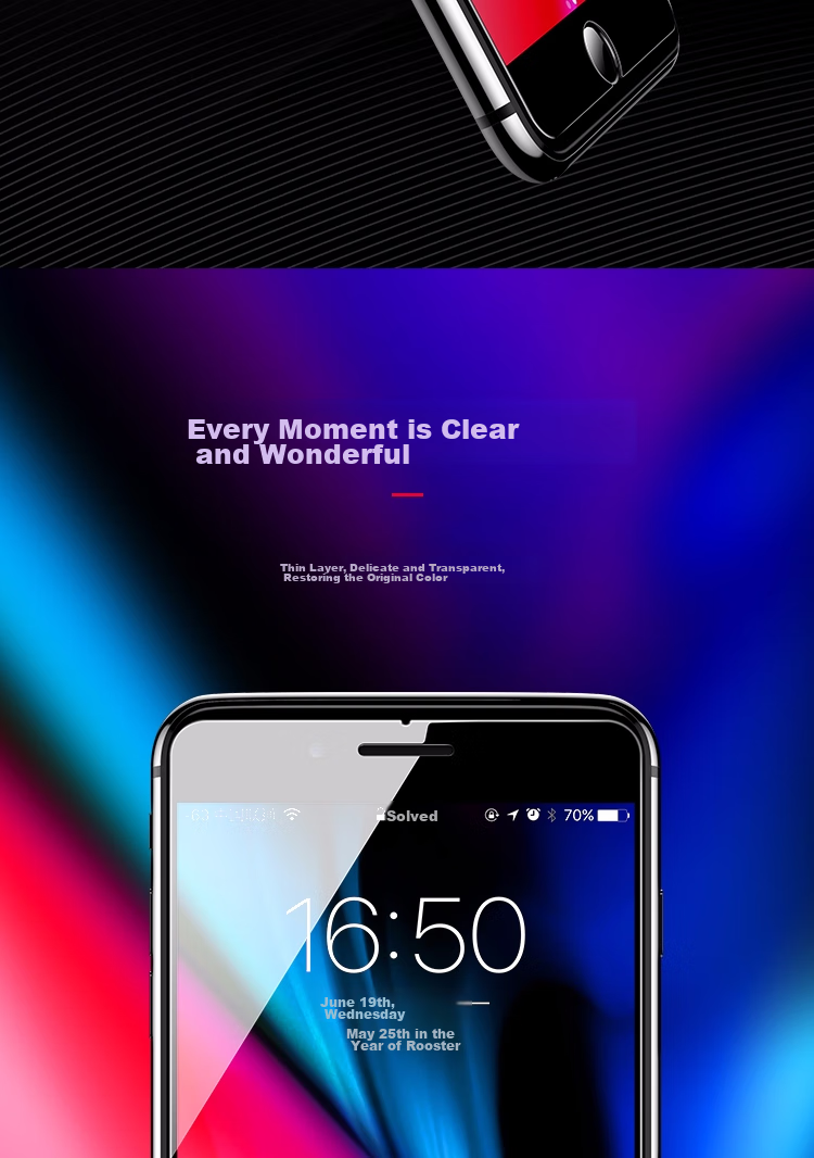 ESCASE [Two Pieces] IPhone 8 Plus/7 Plus/6S Plus Tempered Glass Screen Protector, High-Definition Screen Coverage Non-Water Gel Film, Front Glass Film 8