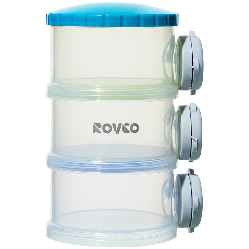 Rikang Milk Powder Container, Portable Baby Milk Powder Box, Three-Layer Large Capacity Milk Powder Canister RK-3622 Blue