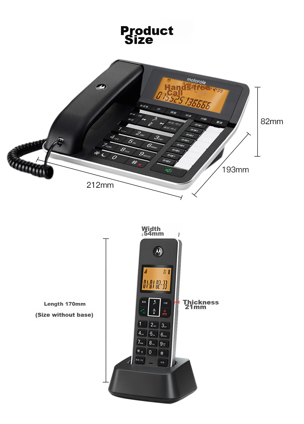 Motorola Cordless Telephone System, Long-Range Wireless Landline Phone, Telemarketing Fixed-Line Phone 16GB, Piano Lacquer Finish, Office And Home Use Executive Manager Telephone C7501RC 14