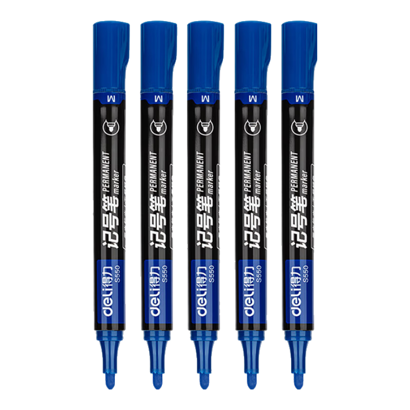 Deli Blue Oil-Based Waterproof Thick-Tip Marker Pen, Logistics Large-Tip Pen, Signature Pen, Marker Pen, Conference Office Supplies, 10 Pcs/box, S550