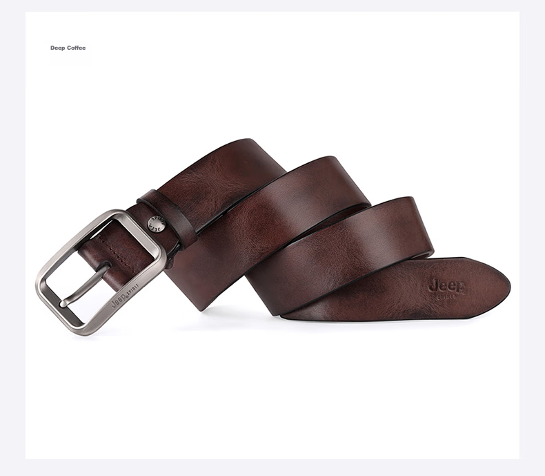 JEEP SPIRIT Men's Belt, Top-Grain Leather, Fashionable Pin Buckle, Suitable for Young And Middle-Aged Men, Gift for Boyfriend, Husband, Father's Day Present 19