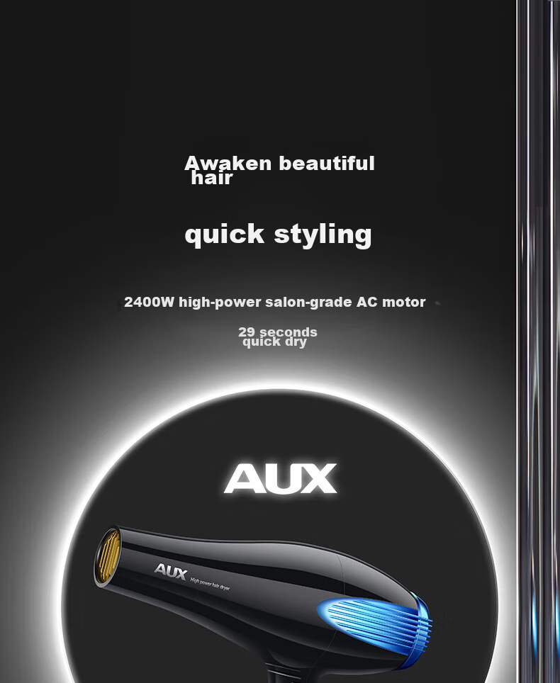 AUX Hair Dryer, High-Speed 2400W for Home Use, Salon-Grade, Constant Temperature, Hair Protection, Hot And Cold Air, Professional-Grade Blow Dryer for Barbershops, Powerful Airflow, Birthday Gift 1