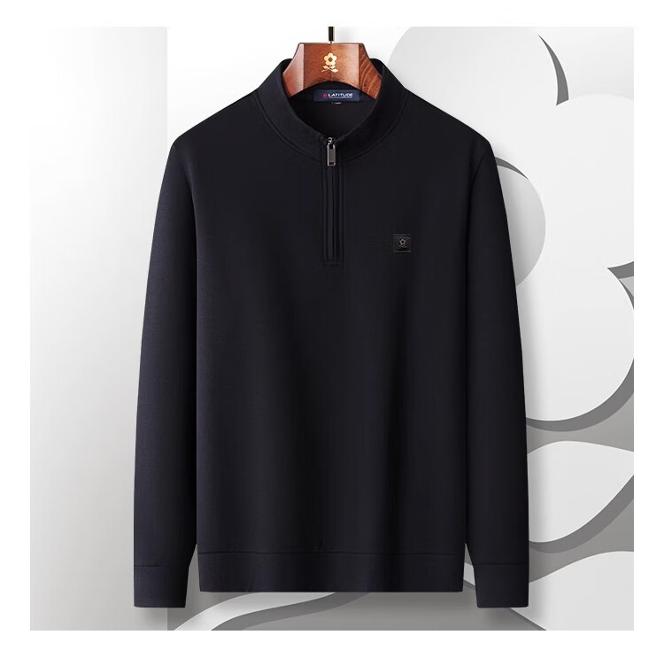 MONTAGUT Spring And Autumn Men's Long-Sleeve Sweatshirt, Semi-Turtleneck, Zipper, Elastic Cotton T-Shirt, Skin-Friendly Top, Jiguolan, 2XL 7