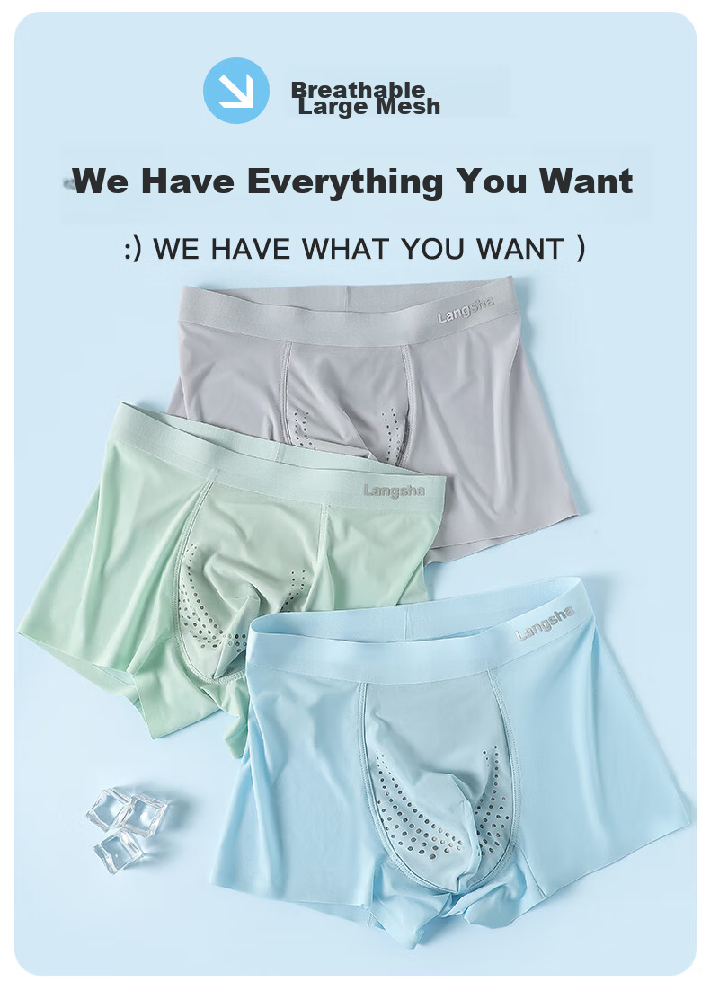 LangSha Children's Underwear, Boys' Boxer Briefs, Summer Ice Silk Thin Style, Youth Four-Corner Mesh Antibacterial Seamless Underpants, Size 165 4
