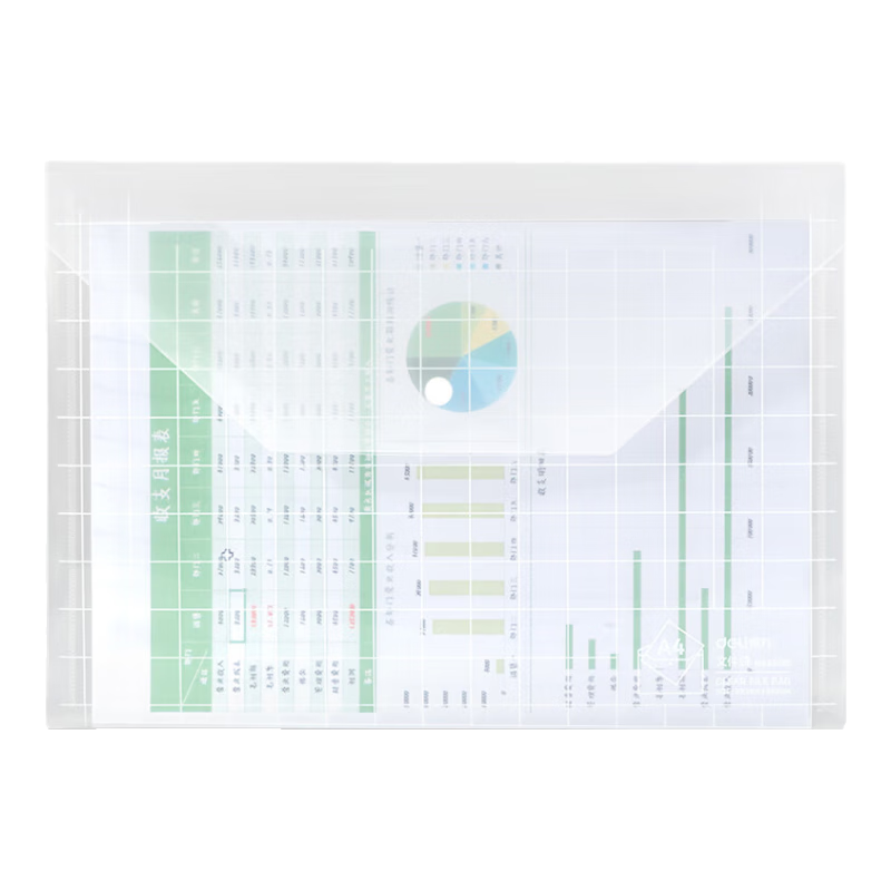 Deli 10 A4 Thick Transparent File Folders, Button Closure Document Folders, Waterproof Archive Folders, Briefcase Folders for Financial Bills And Contracts Storage, Office Supplies 5501B
