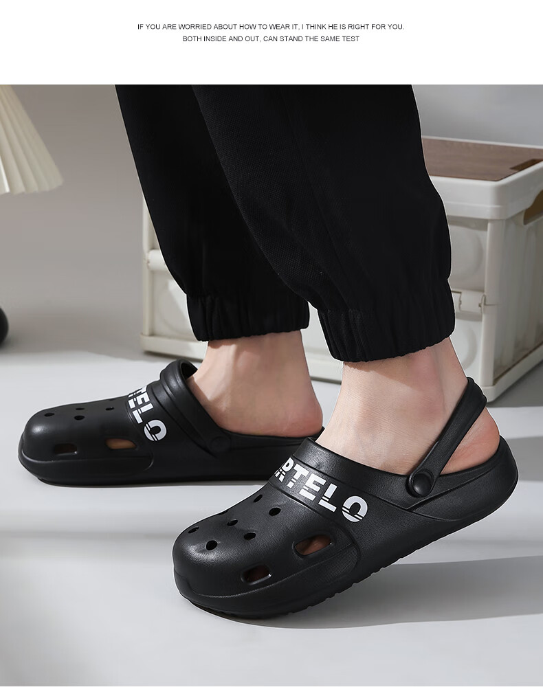 CARTELO Perforated Sandals for Men, Summer Beach Slippers, Casual Garden Shoes, Style 1488, Black, Size 44-45 5
