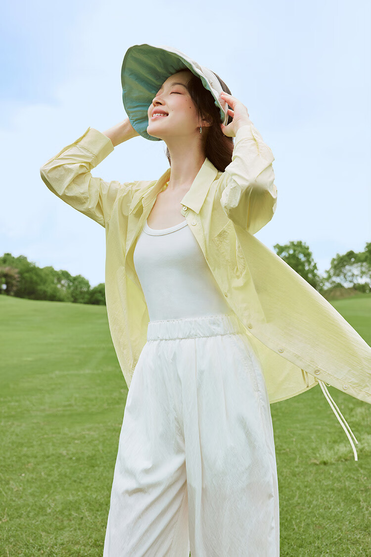 INMAN UPF100+ Sun Protection Shirt for Women, Summer Fashion Blouse Jacket, Bean Green Color, Size L 33