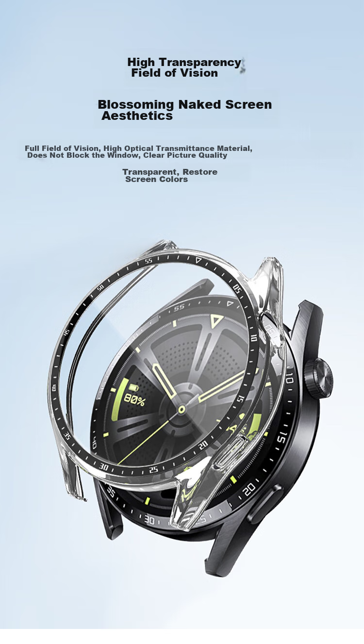 MSSM Compatible with Huawei Watch GT4 Protective Case, GT3/watch3 Case Film Integrated, High-Definition Shockproof Anti-Scratch Case, 42/46mm Dial [With Scale - Transparent] GT4-46mm 11