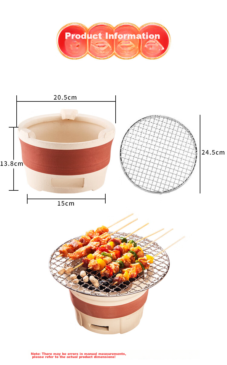 Suncojia Barbecue Grill, Tea Brewing Stove with Surrounding, Outdoor Charcoal Grill, Home Use 304 Stainless Steel Barbecue Grate, Smokeless Grilling Pan, Charcoal Grill Rack 8