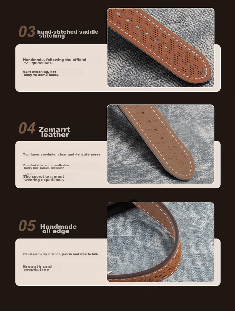 MSSM Compatible Apple Watch Band, Hermes Style IWatch S12 Genuine Leather Folding Buckle Strap, Ultra4/S11/10/Se3 Micro-Hole Light Brown, 44-49 15