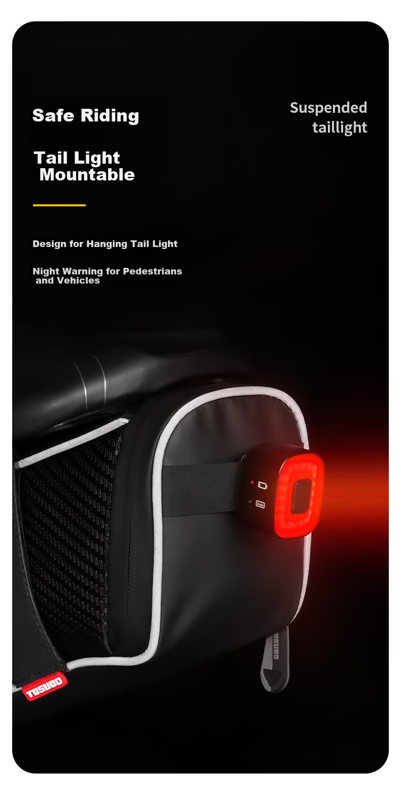 Tasiduizhang Mountain Road Bicycle Tail Bag, Compact And Portable, Can Hang Rear Light, Waterproof Saddle Bag 5