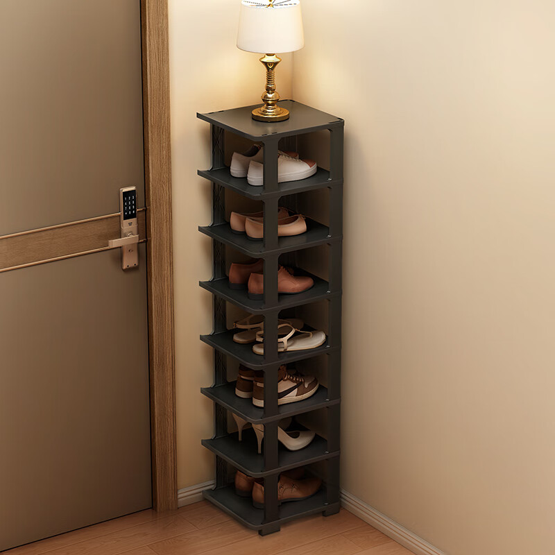 Anerya Simple Shoe Rack, Multi-Tier Storage for Entryway, Dormitory And Home Use, Space-Saving Vertical Shelving Unit with Compartments, Black, 8 Layers