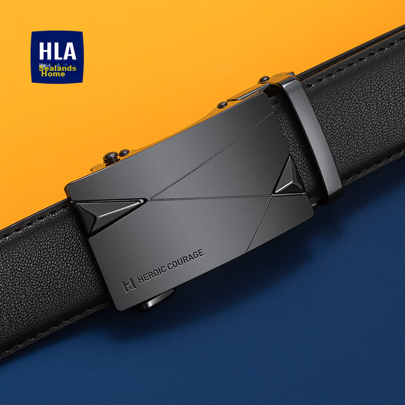 HLA Men's Belt with Automatic Buckle, Genuine Leather Business Waistband, Fashionable Birthday Gift for Young Men And Boyfriends