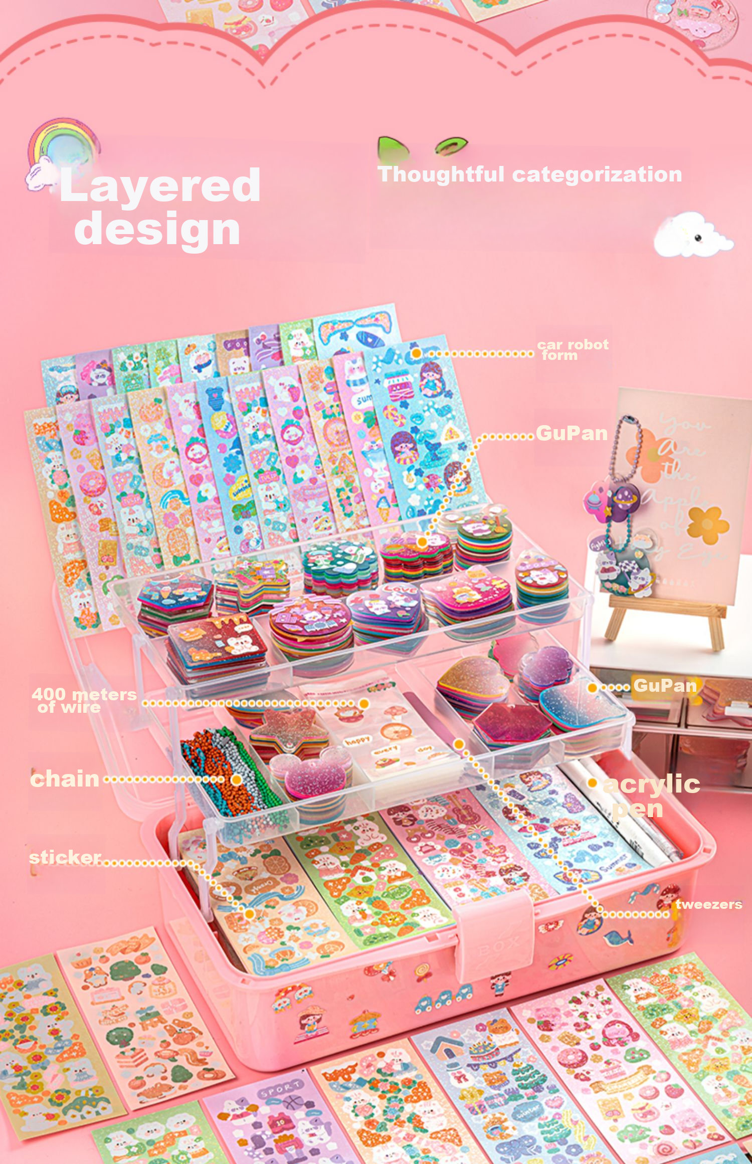 Danmiqi Guka Stickers Complete Set, Children's DIY Craft Gift Box, Guka Sticker Sheet, Girls' Birthday Present 3