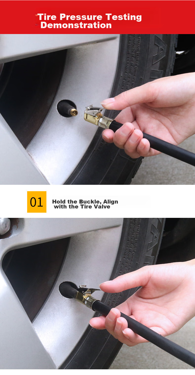 Huangchi Oil-Immersed Tire Pressure Gauge, Can Deflate Tires, Tire Pressure Monitor, Car Tire Pressure Meter 16