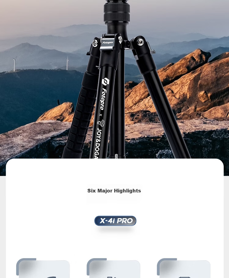 Fotopro E4I PRO+42QP & Joy Co-Branded Edition, Detachable Gimbal, Adjustable Monopod, Easy-Folding Panoramic Shooting Tripod for Mirrorless And Digital Cameras, Includes Phone Clamp 2