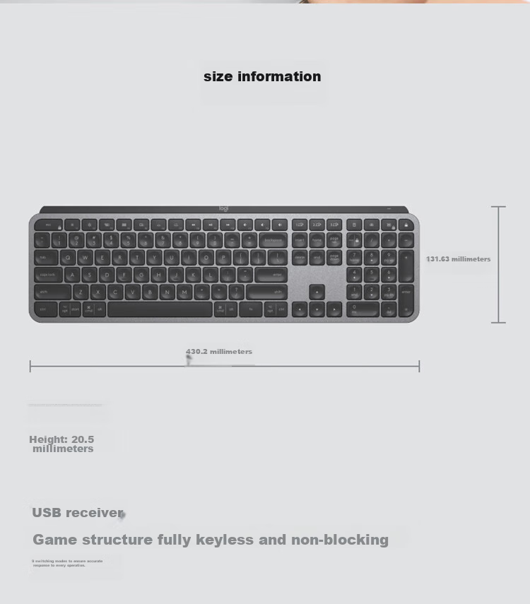 Logitech MX KEYS Professional Series High-Performance Business Keyboard Bluetooth Ultra-Thin Premium Office Keyboard Dark Gray [Bulk Purchase Discount] 21