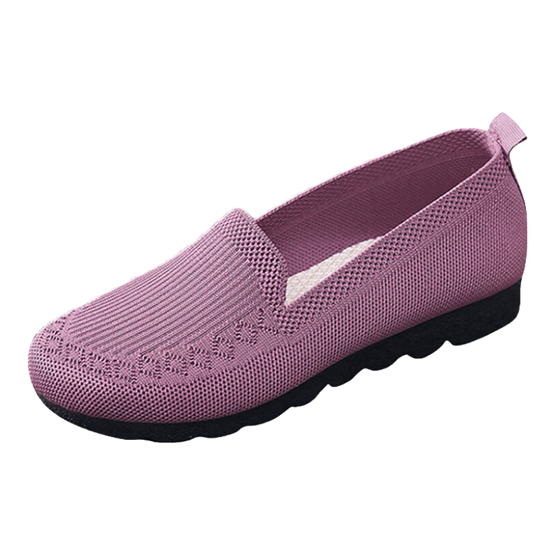Weizhi Old Beijing Cloth Shoes for Women, Fly-Knit Loafers, Polyurethane Sole Flats, Mom Shoes WZ1029 Purple 37