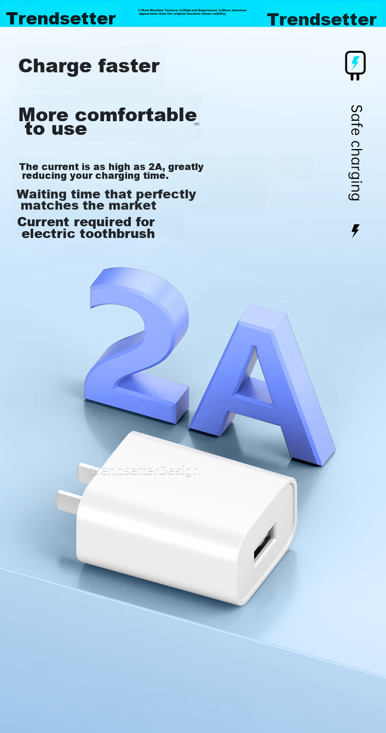 Trendsetter Electric Toothbrush Charger, 10W, Compatible with Xiaomi Mijia, Usmile, Huawei Libo De, Midea, Mengya Jia, JD Original, 5V2A Charging Head And Charging Cable Set 5